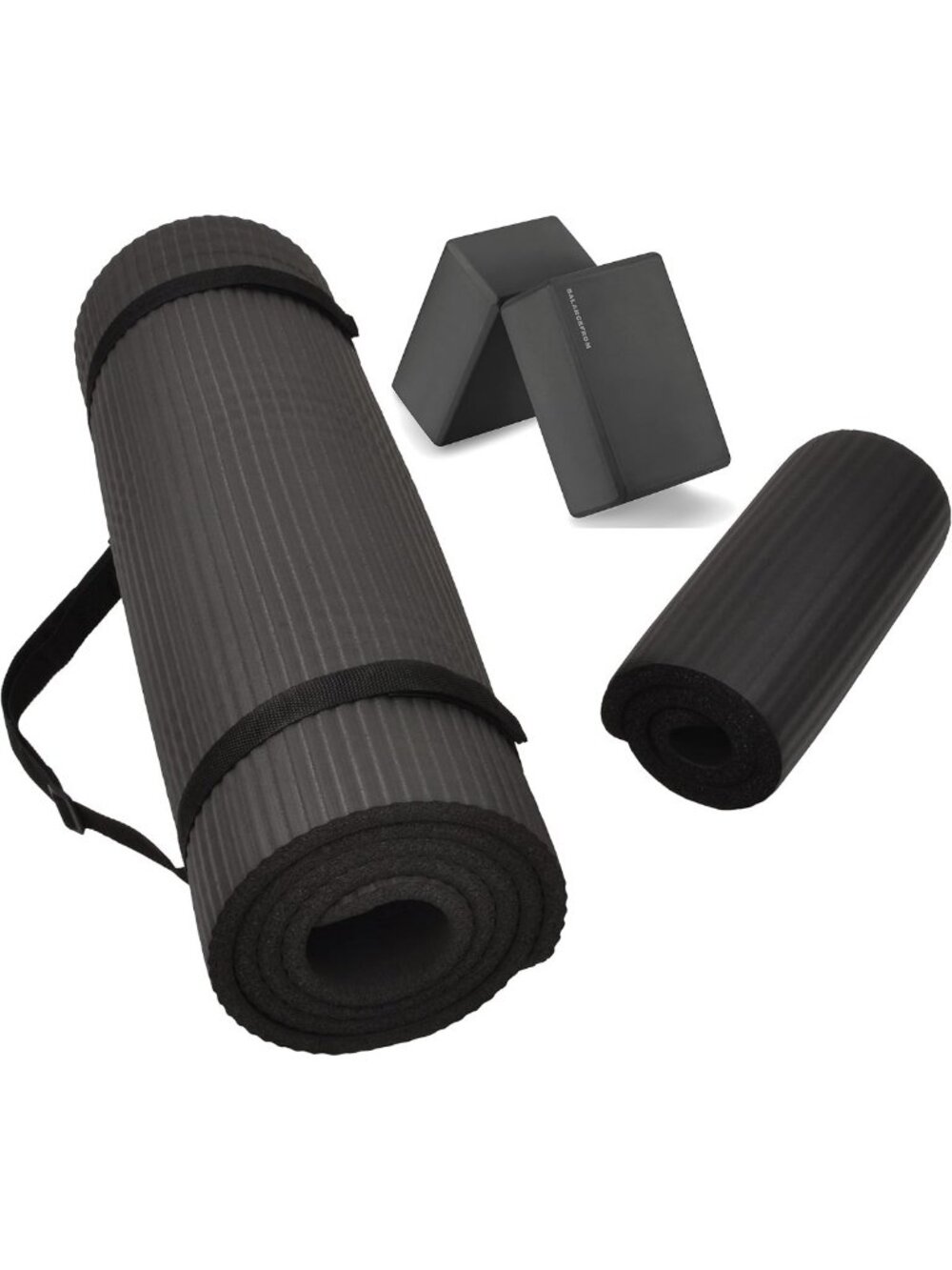 Extra Thick High Density Anti-Tear Yoga Mat & Knee Pad Set with Carrying Strap